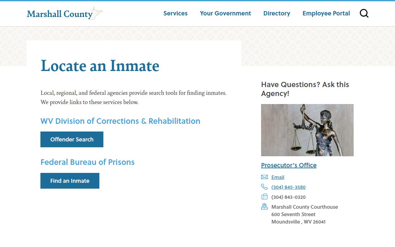 Marshall County inmate population locate an inmate service page